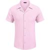 imageCOOFANDY Mens Casual Shirts Short Sleeve Button Down Shirts Fashion Textured Summer Beach ShirtPink