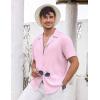 imageCOOFANDY Mens Casual Shirts Short Sleeve Button Down Shirts Fashion Textured Summer Beach ShirtPink