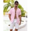 imageCOOFANDY Mens Casual Shirts Short Sleeve Button Down Shirts Fashion Textured Summer Beach ShirtPink