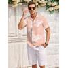 imageCOOFANDY Mens Casual Shirts Short Sleeve Button Down Shirts Fashion Textured Summer Beach ShirtPink White Floral