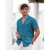 imageCOOFANDY Mens Casual Shirts Short Sleeve Button Down Shirts Fashion Textured Summer Beach ShirtTeal