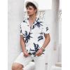 imageCOOFANDY Mens Casual Shirts Short Sleeve Button Down Shirts Fashion Textured Summer Beach ShirtWhitecoconut Tree