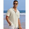 imageCOOFANDY Mens Casual Shirts Short Sleeve Waffle Knit Button Down Shirt Wrinkle Free Summer Beach TopsBeige