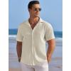 imageCOOFANDY Mens Casual Shirts Short Sleeve Waffle Knit Button Down Shirt Wrinkle Free Summer Beach TopsBeige