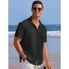 imageCOOFANDY Mens Casual Shirts Short Sleeve Waffle Knit Button Down Shirt Wrinkle Free Summer Beach TopsBlack