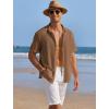imageCOOFANDY Mens Casual Shirts Short Sleeve Waffle Knit Button Down Shirt Wrinkle Free Summer Beach TopsBrown
