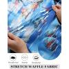 imageCOOFANDY Mens Casual Shirts Short Sleeve Waffle Knit Button Down Shirt Wrinkle Free Summer Beach TopsCoconut Palm Blue