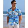 imageCOOFANDY Mens Casual Shirts Short Sleeve Waffle Knit Button Down Shirt Wrinkle Free Summer Beach TopsCoconut Palm Blue