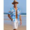 imageCOOFANDY Mens Casual Shirts Short Sleeve Waffle Knit Button Down Shirt Wrinkle Free Summer Beach TopsCoconut Palm Blue
