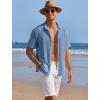 imageCOOFANDY Mens Casual Shirts Short Sleeve Waffle Knit Button Down Shirt Wrinkle Free Summer Beach TopsDark Blue