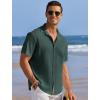 imageCOOFANDY Mens Casual Shirts Short Sleeve Waffle Knit Button Down Shirt Wrinkle Free Summer Beach TopsDark Green