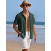 imageCOOFANDY Mens Casual Shirts Short Sleeve Waffle Knit Button Down Shirt Wrinkle Free Summer Beach TopsDark Green