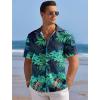 imageCOOFANDY Mens Casual Shirts Short Sleeve Waffle Knit Button Down Shirt Wrinkle Free Summer Beach TopsGreen Leaves