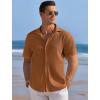 imageCOOFANDY Mens Casual Shirts Short Sleeve Waffle Knit Button Down Shirt Wrinkle Free Summer Beach TopsLight Brown