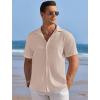 imageCOOFANDY Mens Casual Shirts Short Sleeve Waffle Knit Button Down Shirt Wrinkle Free Summer Beach TopsLight Khaki