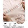 imageCOOFANDY Mens Casual Shirts Short Sleeve Waffle Knit Button Down Shirt Wrinkle Free Summer Beach TopsLight Khaki