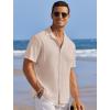 imageCOOFANDY Mens Casual Shirts Short Sleeve Waffle Knit Button Down Shirt Wrinkle Free Summer Beach TopsLight Khaki
