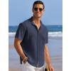 imageCOOFANDY Mens Casual Shirts Short Sleeve Waffle Knit Button Down Shirt Wrinkle Free Summer Beach TopsNavy Blue