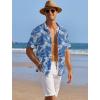 imageCOOFANDY Mens Casual Shirts Short Sleeve Waffle Knit Button Down Shirt Wrinkle Free Summer Beach TopsPalm Leaf Blue