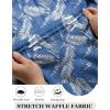 imageCOOFANDY Mens Casual Shirts Short Sleeve Waffle Knit Button Down Shirt Wrinkle Free Summer Beach TopsPalm Leaf Blue
