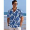 imageCOOFANDY Mens Casual Shirts Short Sleeve Waffle Knit Button Down Shirt Wrinkle Free Summer Beach TopsPalm Leaf Blue