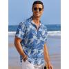 imageCOOFANDY Mens Casual Shirts Short Sleeve Waffle Knit Button Down Shirt Wrinkle Free Summer Beach TopsPalm Leaf Blue