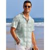 imageCOOFANDY Mens Casual Shirts Short Sleeve Waffle Knit Button Down Shirt Wrinkle Free Summer Beach TopsPalm Leaf Green
