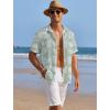 imageCOOFANDY Mens Casual Shirts Short Sleeve Waffle Knit Button Down Shirt Wrinkle Free Summer Beach TopsPalm Leaf Green