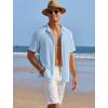 imageCOOFANDY Mens Casual Shirts Short Sleeve Waffle Knit Button Down Shirt Wrinkle Free Summer Beach TopsSky Blue