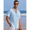 imageCOOFANDY Mens Casual Shirts Short Sleeve Waffle Knit Button Down Shirt Wrinkle Free Summer Beach TopsSky Blue