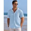 imageCOOFANDY Mens Casual Shirts Short Sleeve Waffle Knit Button Down Shirt Wrinkle Free Summer Beach TopsSky Blue
