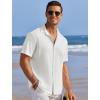 imageCOOFANDY Mens Casual Shirts Short Sleeve Waffle Knit Button Down Shirt Wrinkle Free Summer Beach TopsWhite