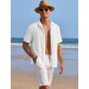 imageCOOFANDY Mens Casual Shirts Short Sleeve Waffle Knit Button Down Shirt Wrinkle Free Summer Beach TopsWhite