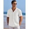 imageCOOFANDY Mens Casual Shirts Short Sleeve Waffle Knit Button Down Shirt Wrinkle Free Summer Beach TopsWhite
