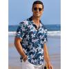 imageCOOFANDY Mens Casual Shirts Short Sleeve Waffle Knit Button Down Shirt Wrinkle Free Summer Beach TopsWhite Flowers Navy