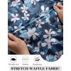 imageCOOFANDY Mens Casual Shirts Short Sleeve Waffle Knit Button Down Shirt Wrinkle Free Summer Beach TopsWhite Flowers Navy