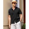 imageCOOFANDY Mens Casual Short Sleeve Button Down Shirt Textured Summer Beach ShirtBlack