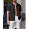 imageCOOFANDY Mens Casual Short Sleeve Button Down Shirt Textured Summer Beach ShirtBlack