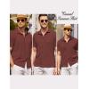 imageCOOFANDY Mens Casual Short Sleeve Button Down Shirt Textured Summer Beach ShirtCoffee