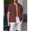 imageCOOFANDY Mens Casual Short Sleeve Button Down Shirt Textured Summer Beach ShirtCoffee