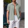 imageCOOFANDY Mens Casual Short Sleeve Button Down Shirt Textured Summer Beach ShirtLight Green