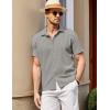 imageCOOFANDY Mens Casual Short Sleeve Button Down Shirt Textured Summer Beach ShirtLight Grey