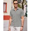 imageCOOFANDY Mens Casual Short Sleeve Button Down Shirt Textured Summer Beach ShirtLight Grey