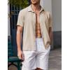 imageCOOFANDY Mens Casual Short Sleeve Button Down Shirt Textured Summer Beach ShirtLight Khaki
