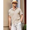 imageCOOFANDY Mens Casual Short Sleeve Button Down Shirt Textured Summer Beach ShirtLight Khaki