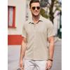 imageCOOFANDY Mens Casual Short Sleeve Button Down Shirt Textured Summer Beach ShirtLight Khaki