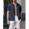 imageCOOFANDY Mens Casual Short Sleeve Button Down Shirt Textured Summer Beach ShirtNavy Blue