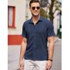 imageCOOFANDY Mens Casual Short Sleeve Button Down Shirt Textured Summer Beach ShirtNavy Blue