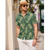 imageCOOFANDY Mens Casual Short Sleeve Button Down Shirt Textured Summer Beach ShirtPrinteddark Green