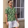 imageCOOFANDY Mens Casual Short Sleeve Button Down Shirt Textured Summer Beach ShirtPrinteddark Green